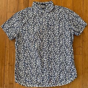 Men's J Crew Floral Shirt, Short Sleeve Dress Shirt, Slim Fit - Pre-owned
